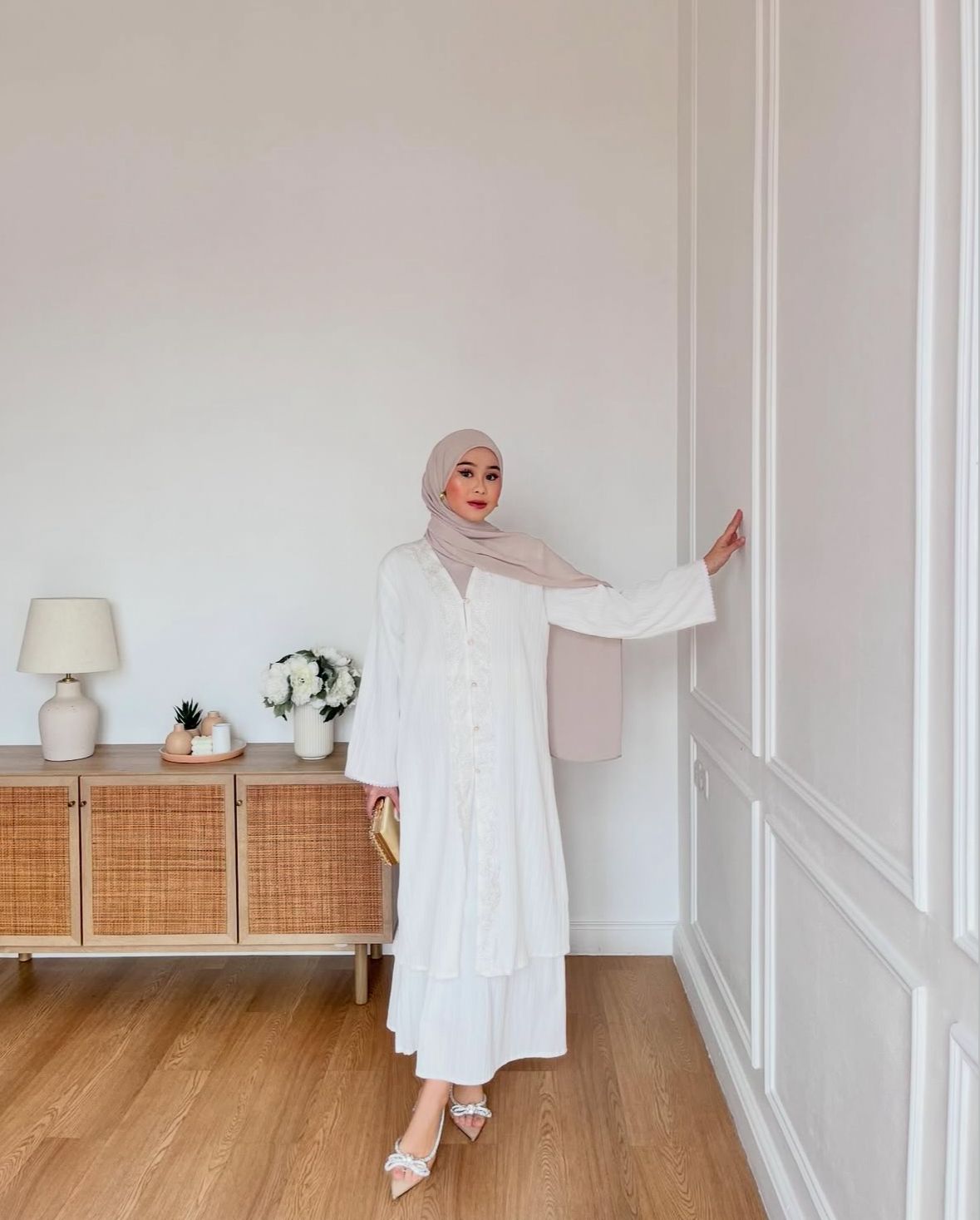 Kaftan Abaya Putih Polos 