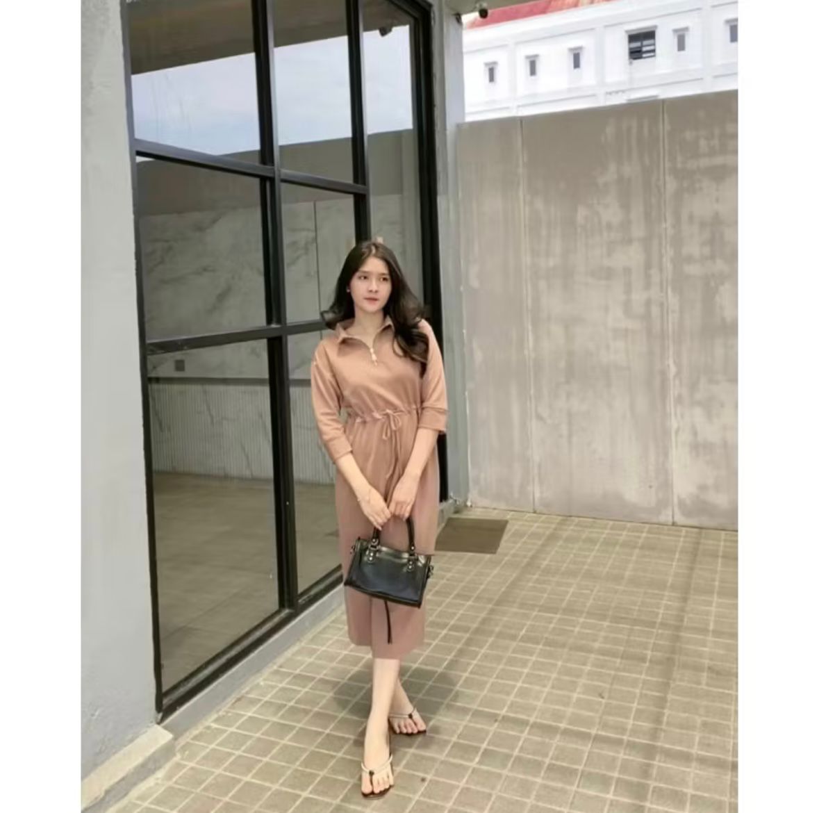 Dress Midi Wanita Elegan 