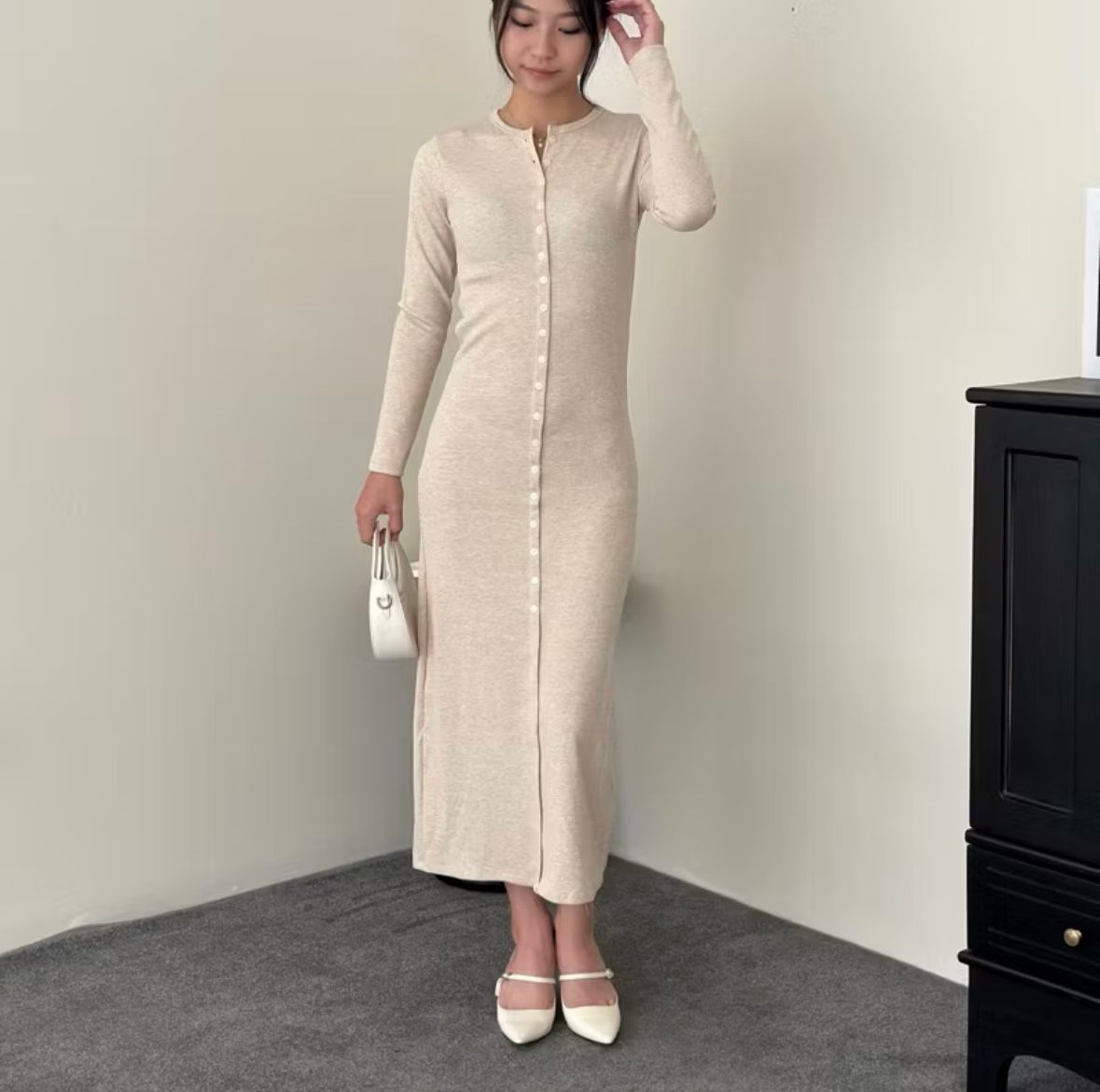 Longsleeve Knit Dress Wanita