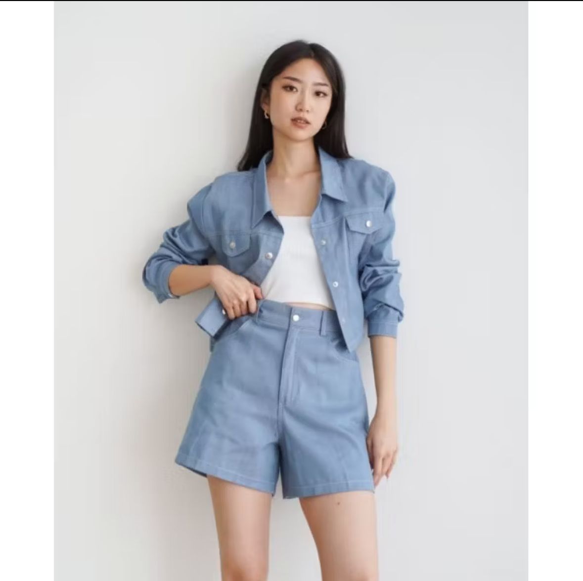 Setelan Wanita Pendek Denim